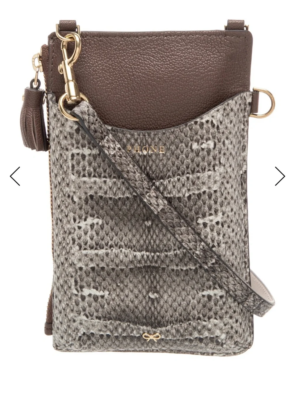 • Anya Hindmarch Brown with GrayTextured Crossbody Phone bag